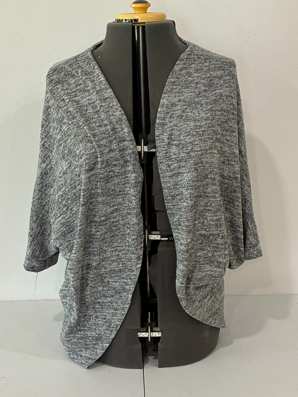 Rolla Coster Gray Heathered Knit Open Front Cardigan Dolman Sleeve Size L